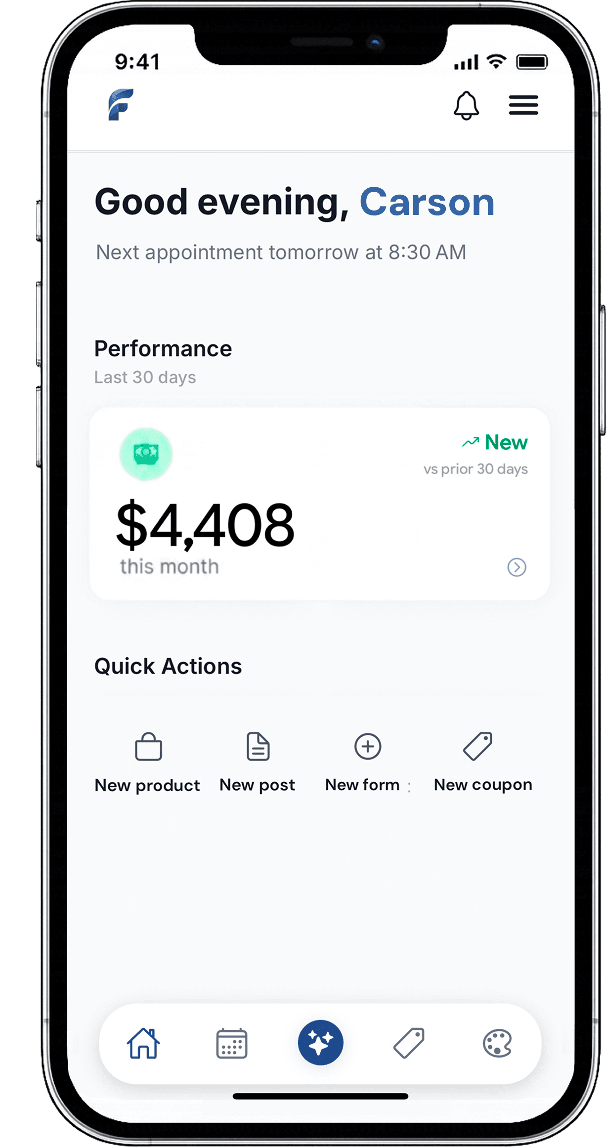 Foundri mobile app — calendar, bookings, and business management