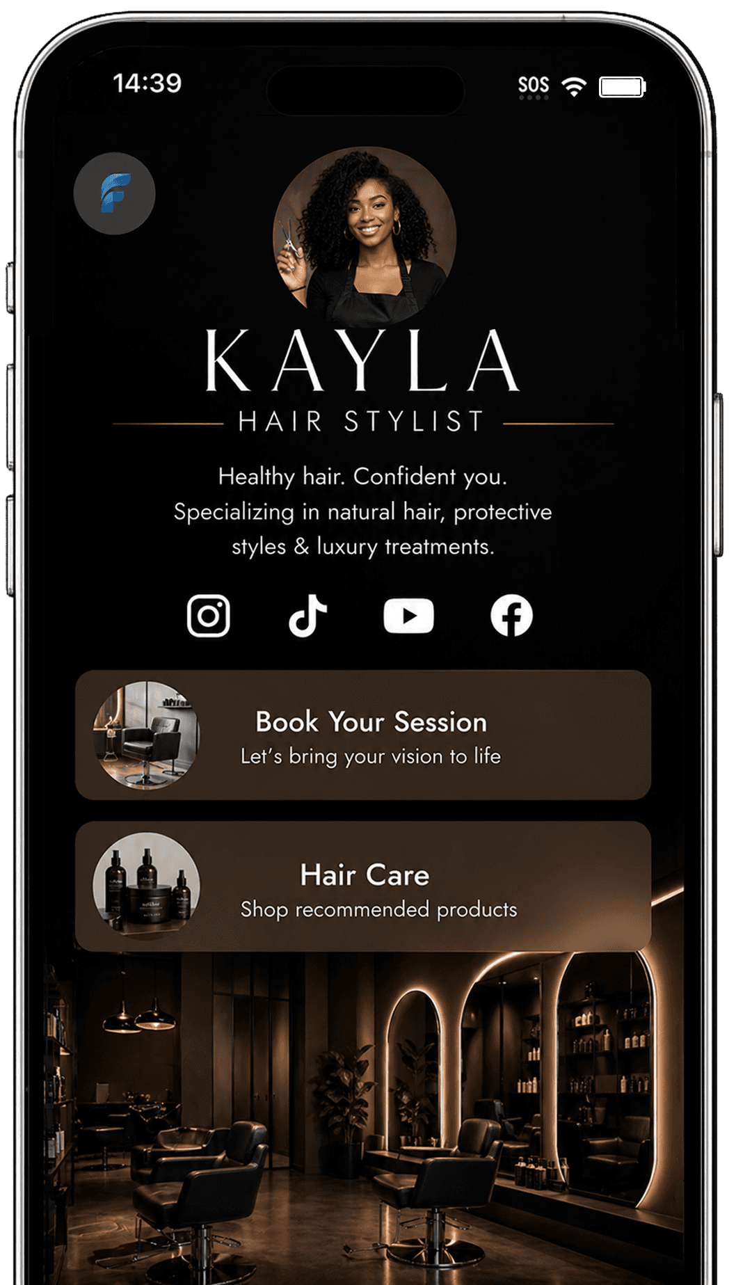Foundri profile and booking on iPhone — Styled by Ania