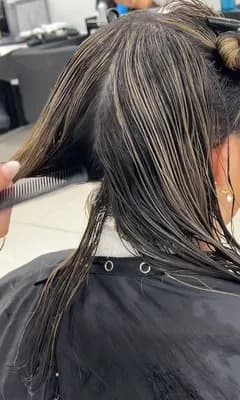 Raw footage: combing and sectioning wet hair